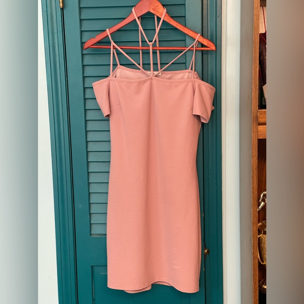 Pale pink strappy top off the shoulder dress
